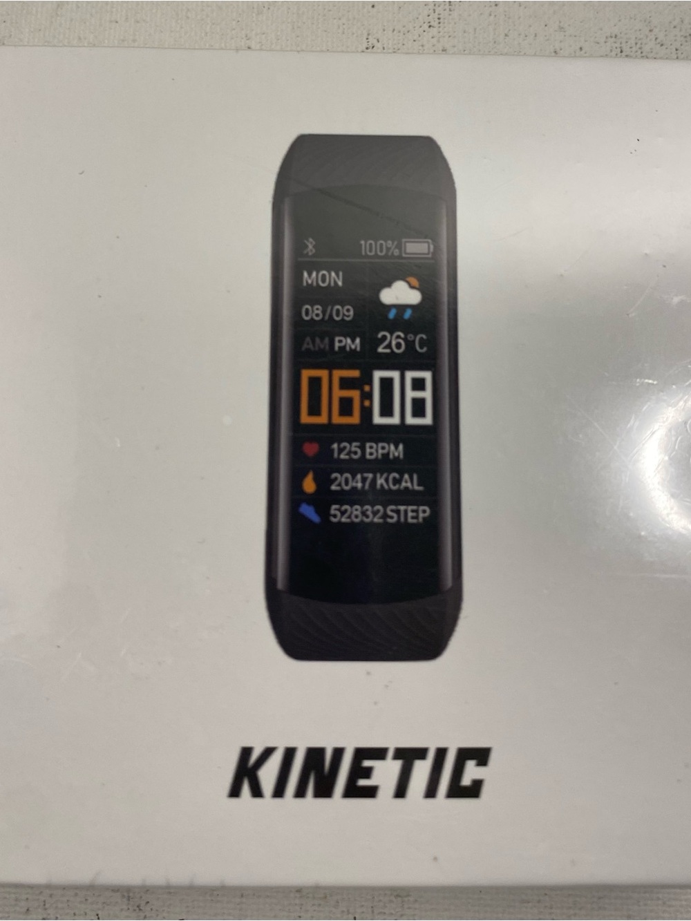 Kinetic Black Fitness Tracker Smartband with Color Display